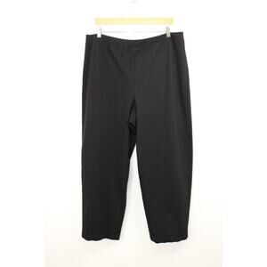 Eileen Fisher Woman 1X Black Wide Leg Cropped Pants Comfort Stretch Rayon Nylon